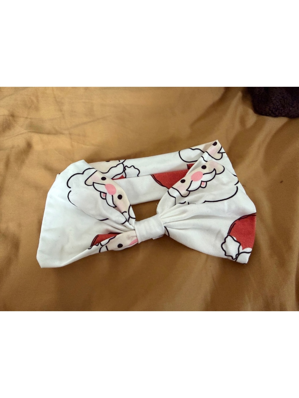 Handmade Boutique Christmas Santa Bow Headband Baby Toddler Holiday White Red